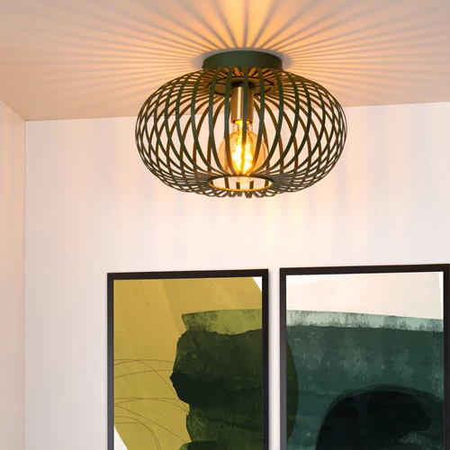 Lucide MANUELA - Plafonnier - Ø 39,5 cm - 1xE27 - Vert - ambiance 1